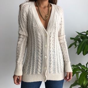 Equipment Suzy Cable Knit Cashmere Cardigan S